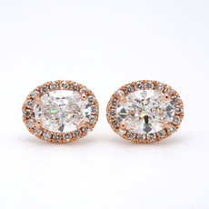 American Jewelry 14k Rose Gold 2ctw F/VS Lab Grown Centers with .30ctw Diamond Halo Stud Earrings