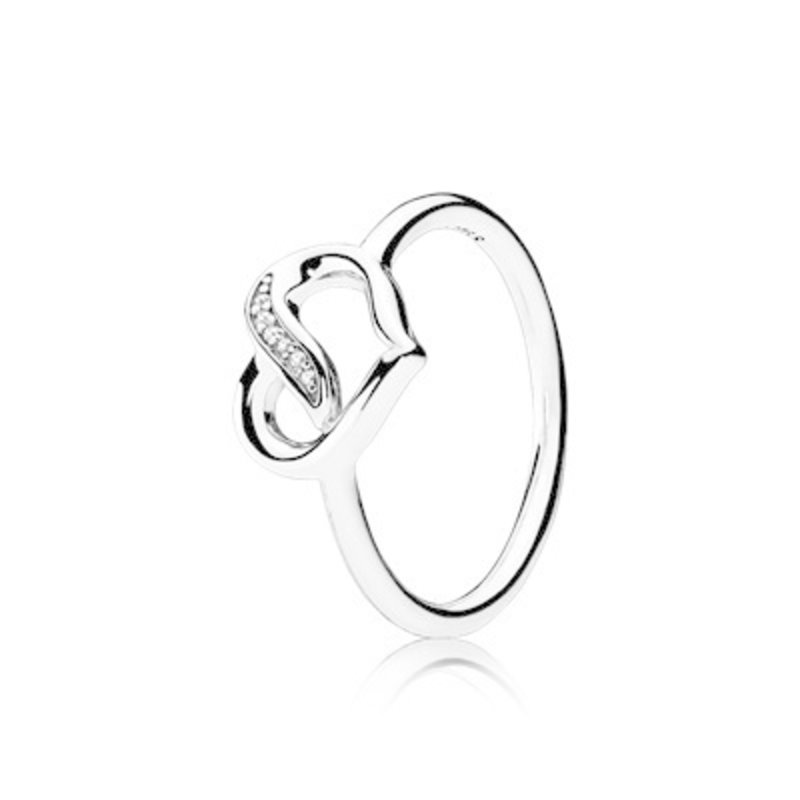 Pandora Retired - PANDORA Ring, Ribbons of Love, Clear CZ - Size 58