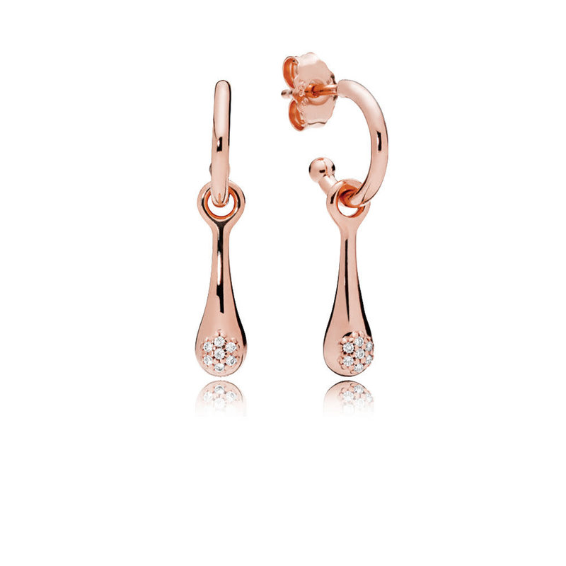 Pandora Retired - PANDORA Rose Earrings, Modern LovePods, Clear CZ