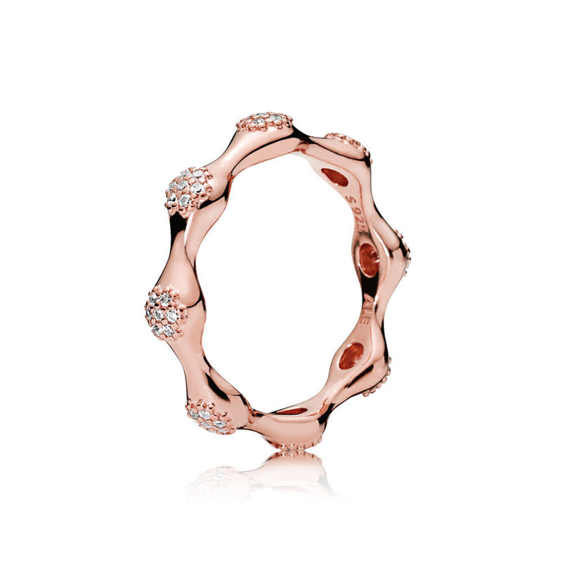 Pandora Retired - PANDORA Rose Ring, Modern LovePods, Clear CZ - Size 52