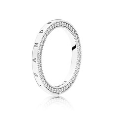 Pandora Retired - PANDORA Ring, Signature Hearts, Clear CZ - Size 58