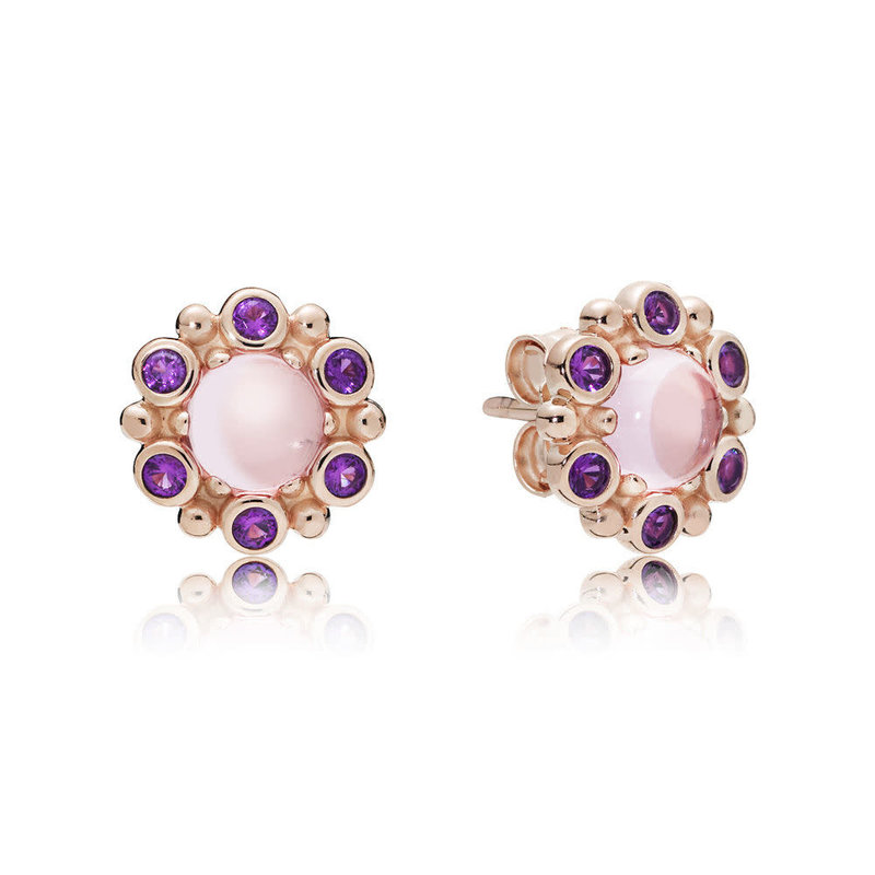 Pandora Retired - PANDORA Rose Stud Earrings, Heraldic Radiance, Pink & Purple Crystals