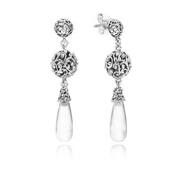 Pandora Retired - PANDORA Earrings, Regal Droplets, Clear CZ