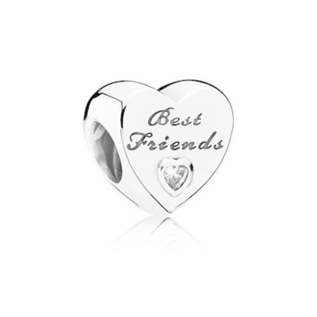 Pandora PANDORA Charm, Friendship Heart, Clear CZ