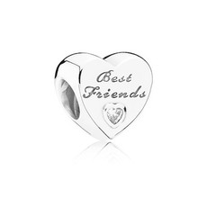 Pandora PANDORA Charm, Friendship Heart, Clear CZ