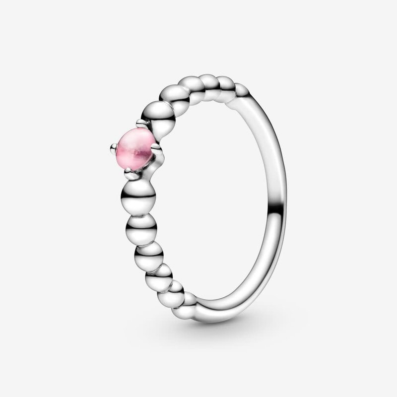 Pandora Retired - PANDORA Ring, Petal Pink Beaded, Topaz - Size 54