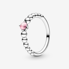 Pandora Retired - PANDORA Ring, Petal Pink Beaded, Topaz - Size 56