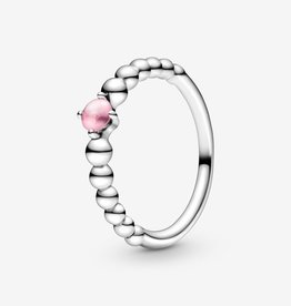 Pandora Retired - PANDORA Ring, Petal Pink Beaded, Topaz - Size 56