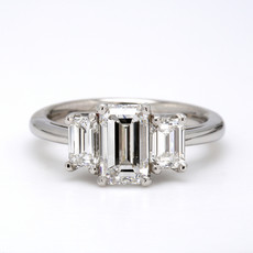 American Jewelry Platinum 2.60ctw (1.71ct D/VS1 Center) Emerald Cut Diamond Engagement Ring (Size 6.5)