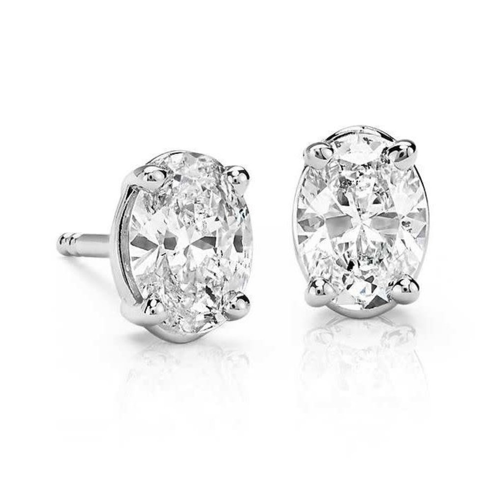 American Jewelry 14k White Gold 1ctw Oval Diamond Stud Earrings
