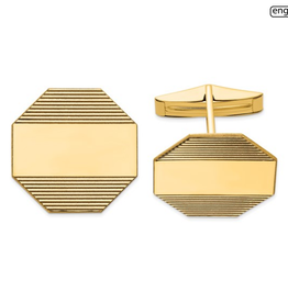 American Jewelry 14k Yellow Gold Octagonal Engraveable Cuff Links