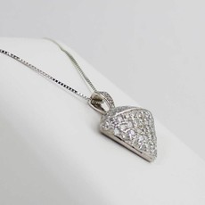 American Jewelry 14K White Gold Custom Diamond Shaped Pendant with 2-3/4ctw Pave' Set Round Brilliant Diamonds