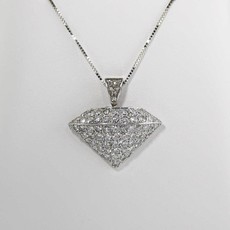 American Jewelry 14K White Gold Custom Diamond Shaped Pendant with 2-3/4ctw Pave' Set Round Brilliant Diamonds