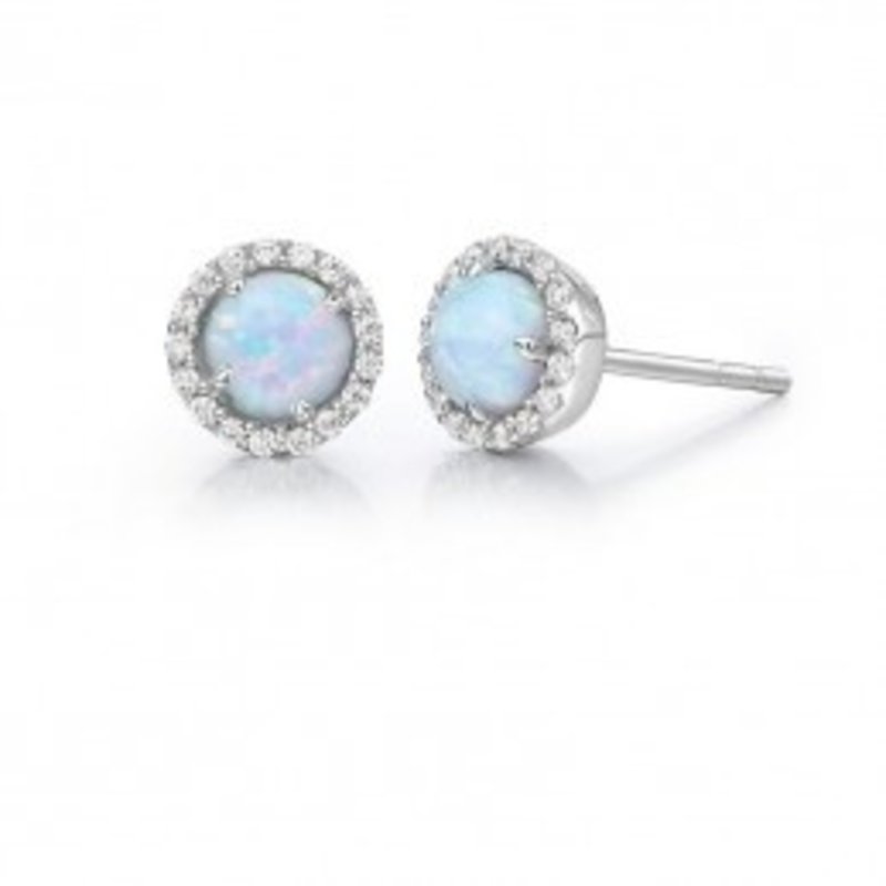 Lafonn Lafonn 1.26ctw Sterling Silver October Birthstone Earrings, Lab Opal & Simulated Diamonds