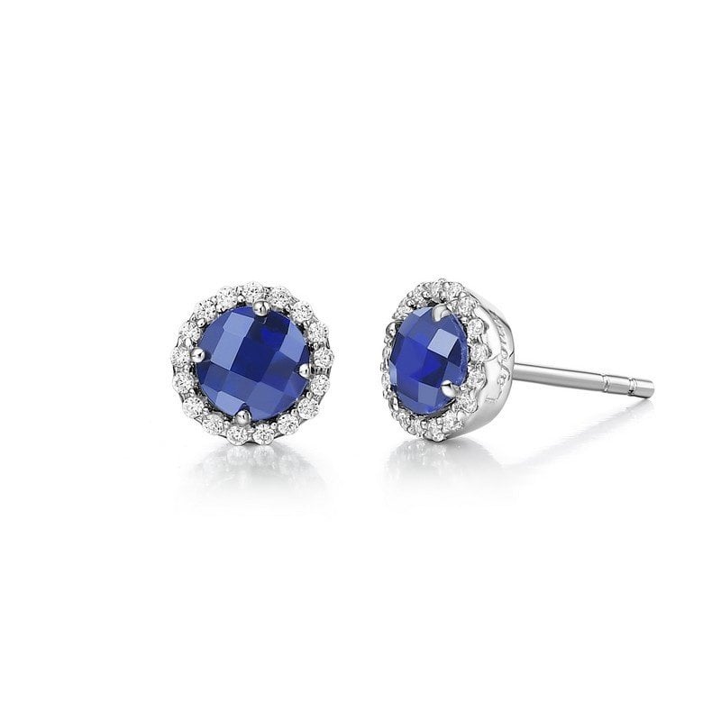 Lafonn Lafonn 1.26ctw Sterling Silver September Birthstone Earrings,  Lab Sapphire & Simulated Diamonds