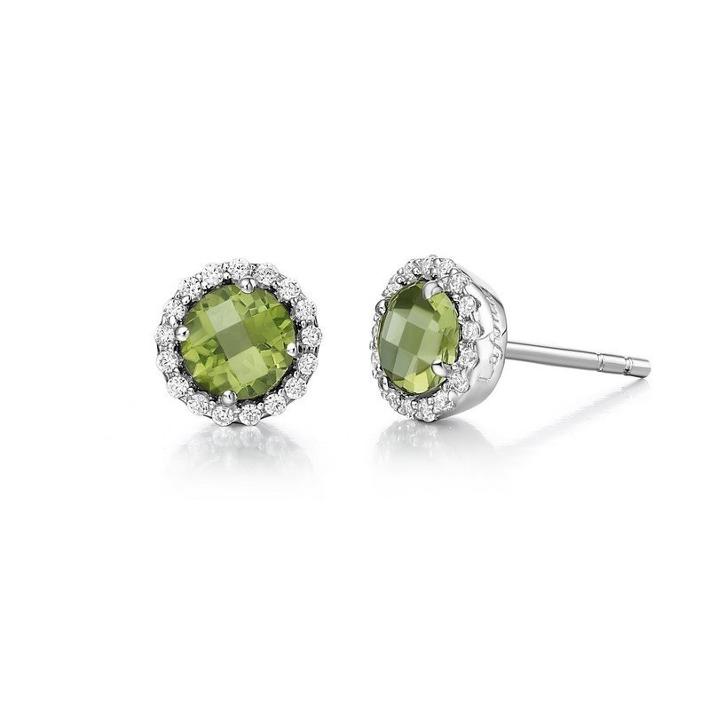 Lafonn Lafonn 1.26ctw August Birthstone Earrings, Peridot & Simulated Diamonds, Sterling Silver