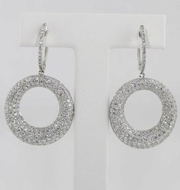 American Jewelry 18k White Gold 4.14ctw (G/VS2) Round Brilliant Diamond Pave' Circle Dangle Earrings