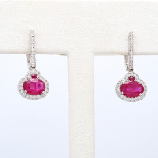 American Jewelry 14k White Gold 2.27ctw Ruby & .25ctw Diamond Earrings