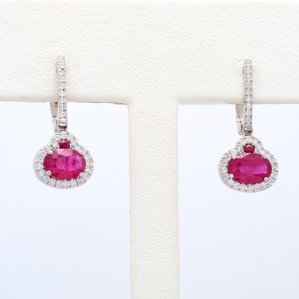 American Jewelry 14k White Gold 2.27ctw Ruby & .25ctw Diamond Earrings