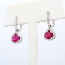 American Jewelry 14k White Gold 2.27ctw Ruby & .25ctw Diamond Earrings