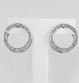 American Jewelry 14k White Gold 1.15ctw Inside Outside Diamond Circle Earrings