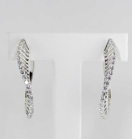 American Jewelry 14k White Gold 1ctw Diamond Wave Hoop Earrings