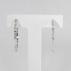 American Jewelry 14K White Gold Hoop Earrings with 2ctw Round Brilliant Diamonds