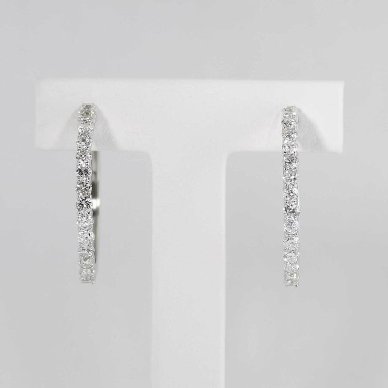 American Jewelry 14k White Gold 2ctw Round Brilliant Diamond Hoop Earrings