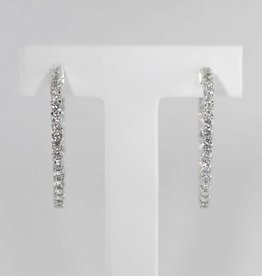 14K White Gold 3ctw Diamond Inside Out Hoop Earrings