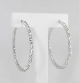 American Jewelry 18k White Gold 2.74ctw Diamond Inside/Outside Hoop Earrings