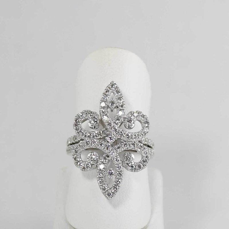 American Jewelry 18k White Gold 1.36ctw Diamond Ladies Fashion Ring (Size 6)