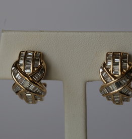 American Jewelry 14k Yellow Gold Baguette Diamond Estate Lever Back Earrings