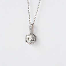 American Jewelry Lab Grown .70ctw Diamond Hexagon Halo Necklace