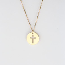 American Jewelry Cross Charm Disc Necklace