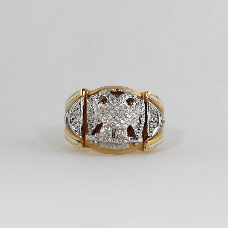 American Jewelry 14k Yellow Gold 32nd Degree Gents Masonic Ring (Size 9.5)