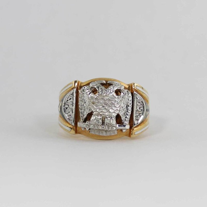 American Jewelry ESTATE 14k Yellow Gold 32nd Degree Gents Masonic Ring (Size 9.5)