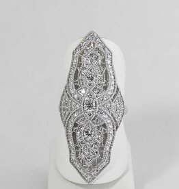 American Jewelry 14K White Gold 2ctw Diamond Vintage Style Ladies Ring (Size 7)