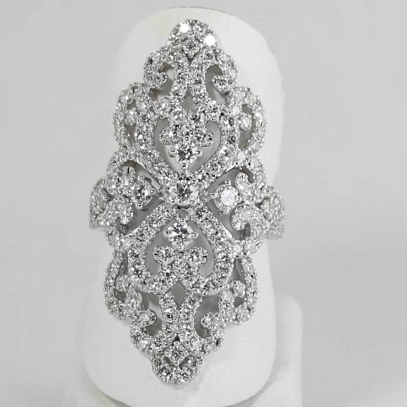 American Jewelry 14k White Gold 2.76ctw Round Brilliant Diamond Fancy Ladies Ring (Size 7)