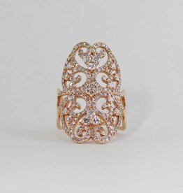American Jewelry 14K Rose Gold 2ctw Diamond Ladies Lace Fashion Ring (Size 7)