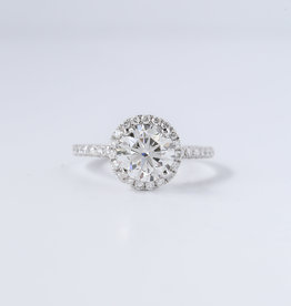 American Jewelry 18k White Gold 2.49ctw (2.01ct F/VS2 Lab Grown Round IGI) Diamond Halo Engagement Ring (Size 7)