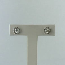 14k White Gold 1.00ctw Diamond Round Halo Stud Earrings