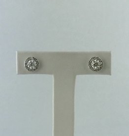 14k White Gold 1.00ctw Diamond Round Halo Stud Earrings