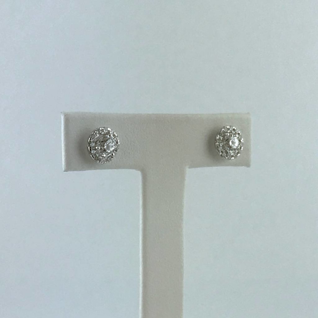 14k White Gold 1.00ctw Diamond Round Halo Stud Earrings