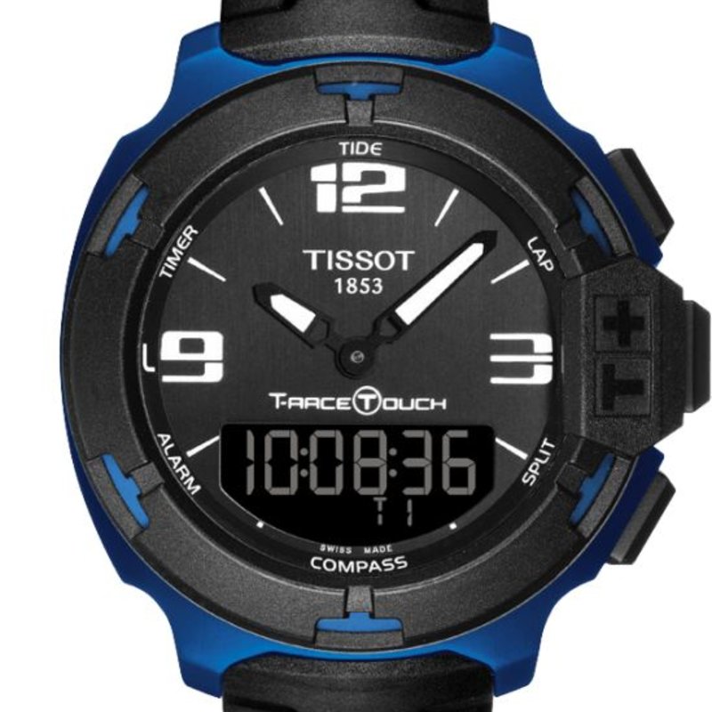 Tissot Tissot T‑Race Touch Gents Black & Blue Aluminum Watch with Rubber Strap