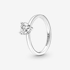 PANDORA Ring, Sparkling Heart Solitaire, Clear CZ, Size 56