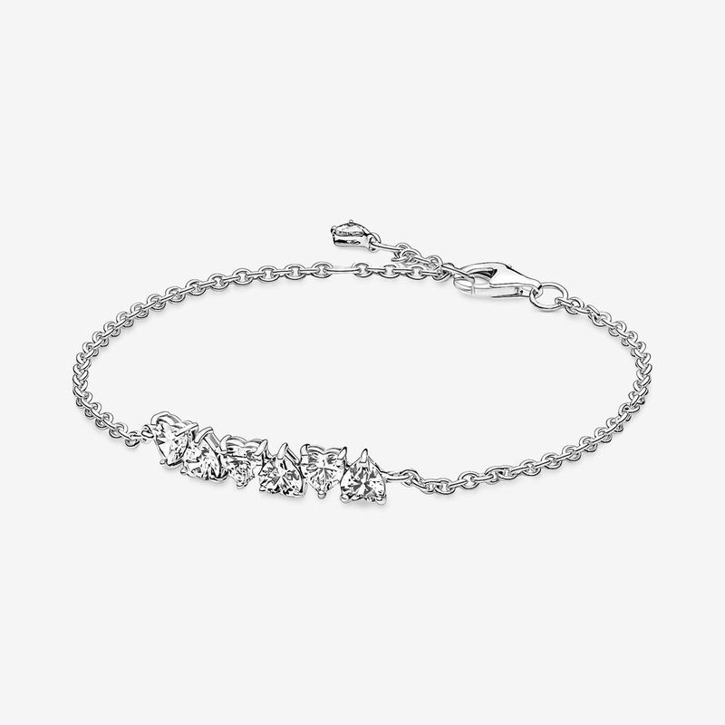 Pandora PANDORA Bracelet, Sparkling Endless Hearts Chain, Clear CZ 18cm