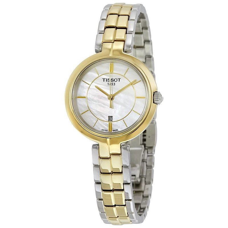 Tissot Tissot T-Lady Flamingo Ladies Two-Tone Watch with Mother of Pearl Dial
