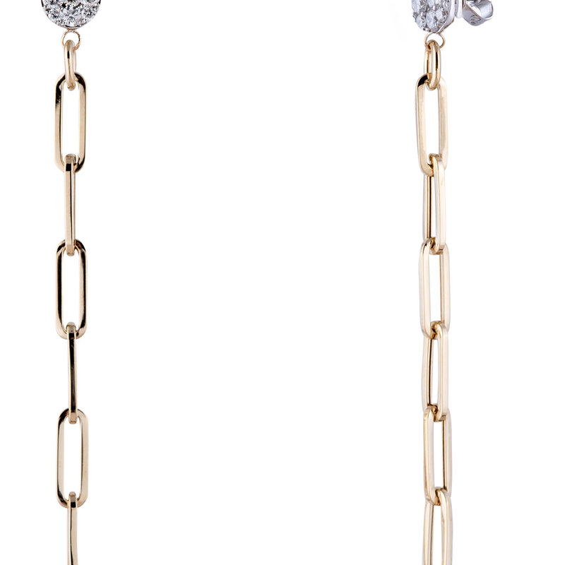 American Jewelry 14K Yellow Gold .77ctw Diamond Chain Link Drop Earrings