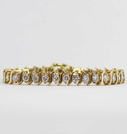 American Jewelry 14K Yellow Gold 8ctw Round Brilliant Diamond S-Link Tennis Bracelet