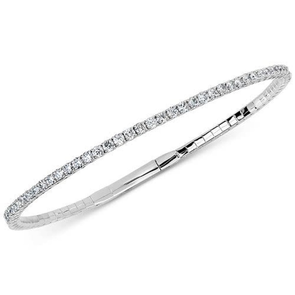 American Jewelry 14K White Gold 1.00ctw Diamond Flex Bangle Bracelet